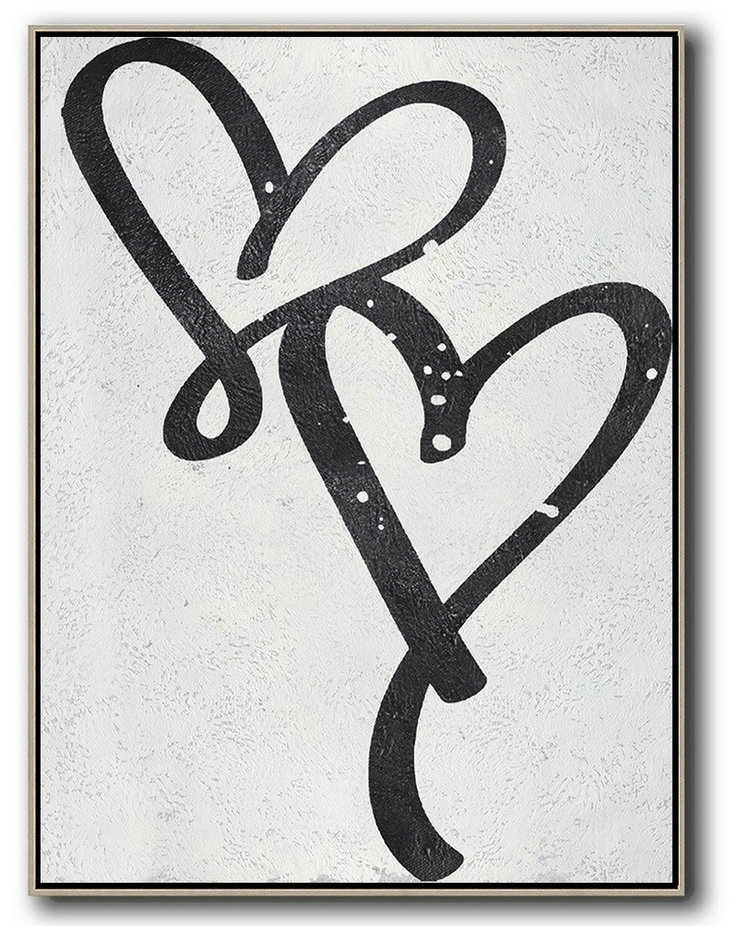Abstract Artwork Online,Black And White Minimal Painting On Canvas - Modern Art Abstract Painting